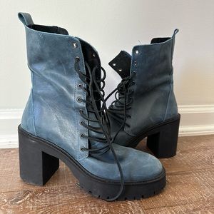 Free people brand lace up blue boot